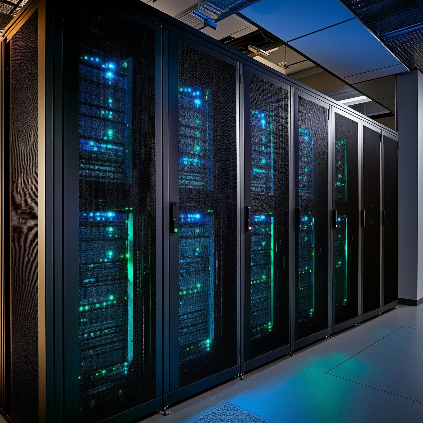Baies de serveurs dans un datacenter